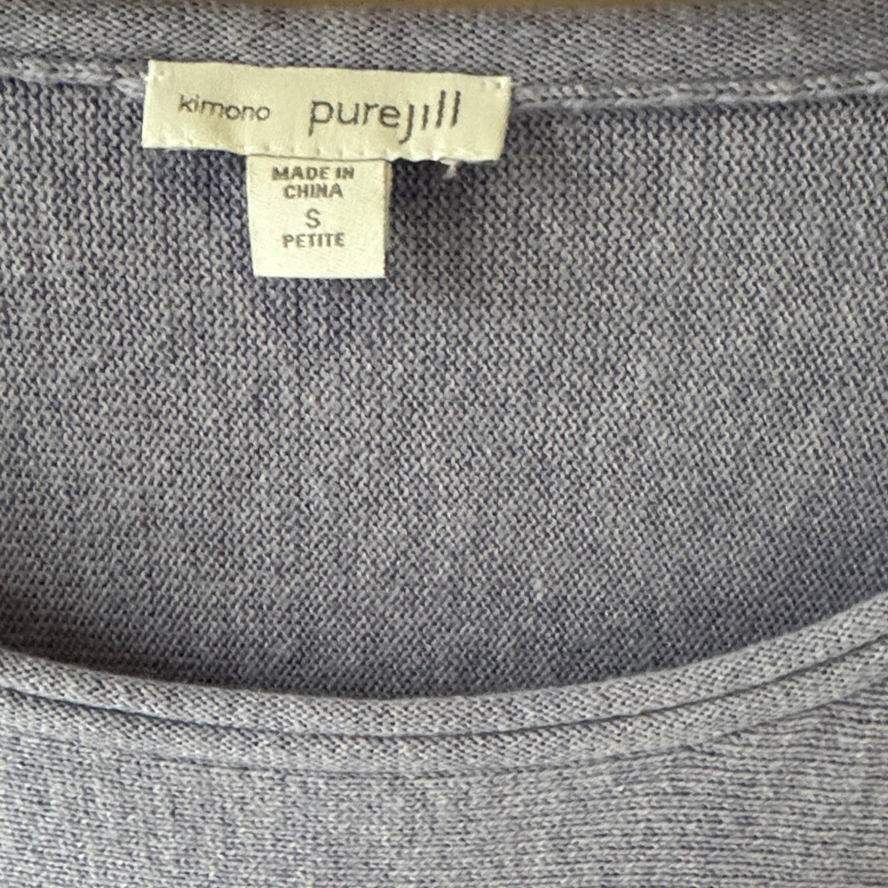 Pure Jill Soft Lavender Cotton Cashmere Relaxed Crewneck Kimono Sweater - Picture 2 of 8